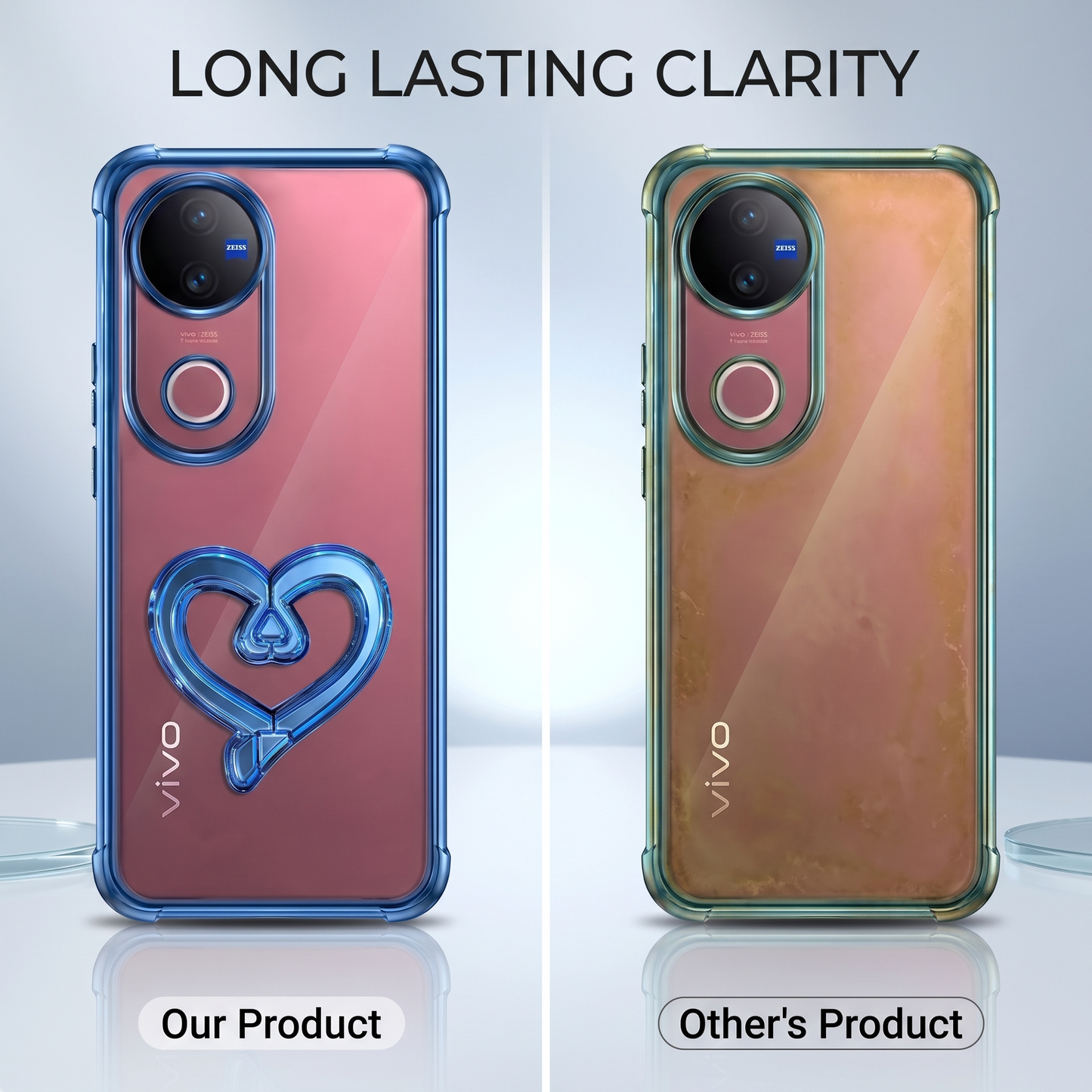 Vivo V50 5G Premium Heart Transparent Shockproof Airbag Phone Case