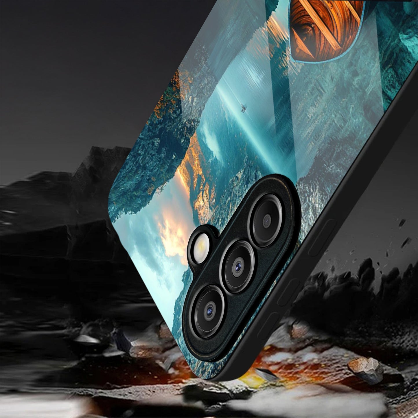 Samsung Galaxy A56 Premium Acrylic Shockproof Glass Back Case (Silent Lake)