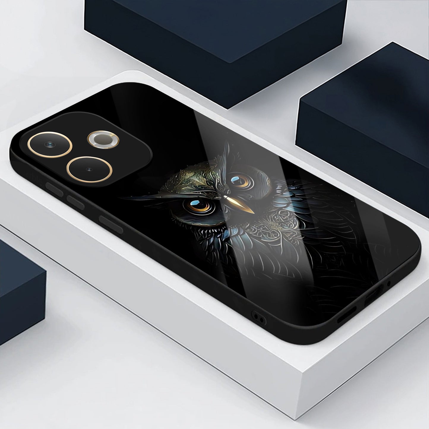 Oppo A5 Pro 5G Premium Acrylic Shockproof Glass Back Case (Midnight owl)