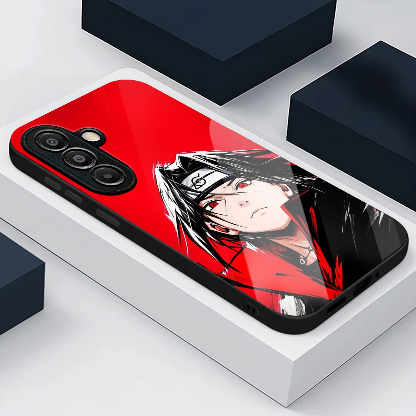 Samsung Galaxy A56 Premium Acrylic Shockproof Glass Back Case (Stylish Uchiha)