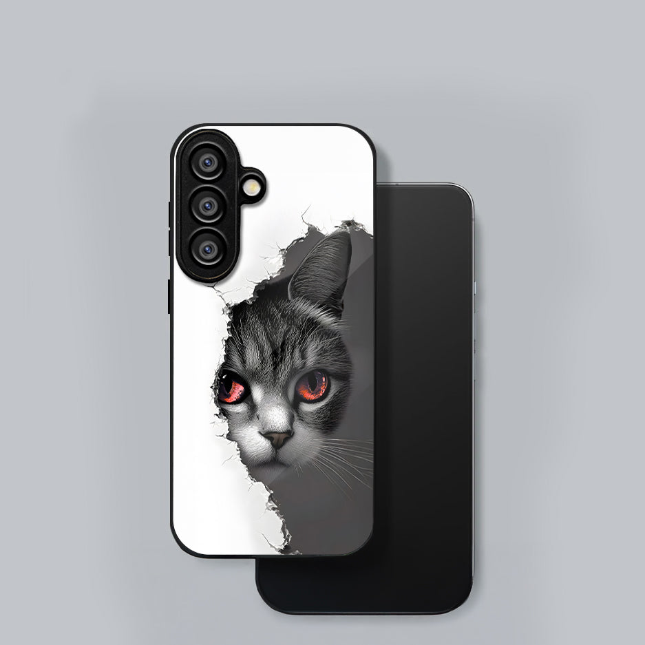 Samsung Galaxy A36 5G Premium Acrylic Shockproof Glass Back Case (White Cat)