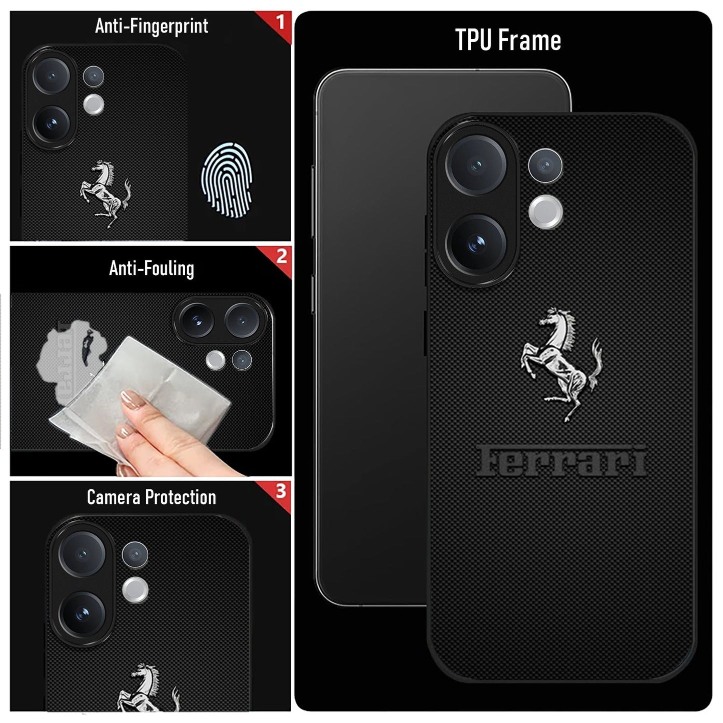 Vivo V60 5G Premium Acrylic Shockproof Glass Back Case (Ferrari Carbon Fiber)