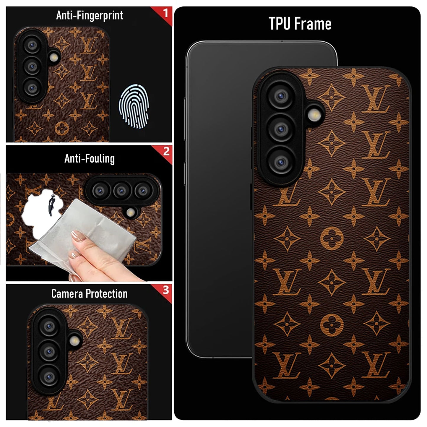 Samsung Galaxy A56 Premium Acrylic Shockproof Glass Back Case (LV Pattern)