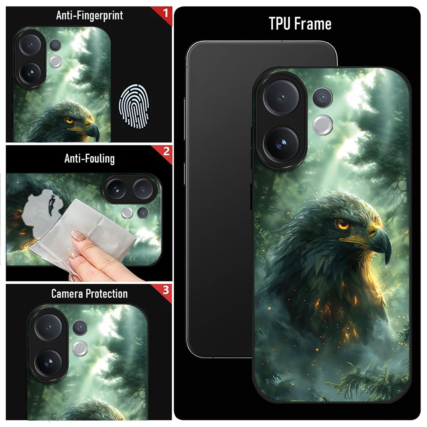 Vivo V60 5G Premium Acrylic Shockproof Glass Back Case (Eagle Case)