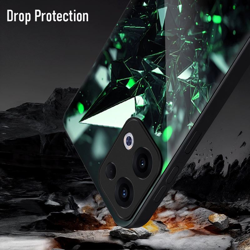 Oppo Reno 13 5G Premium Acrylic Shockproof Glass Back Case (Green Prism)