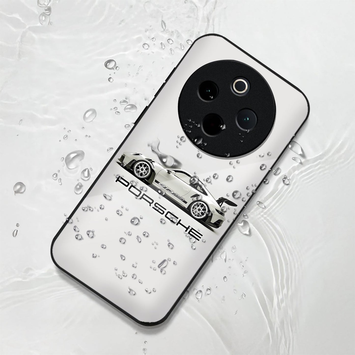 Vivo T4 5G Premium Acrylic Shockproof Glass Back Case (White Porsche)