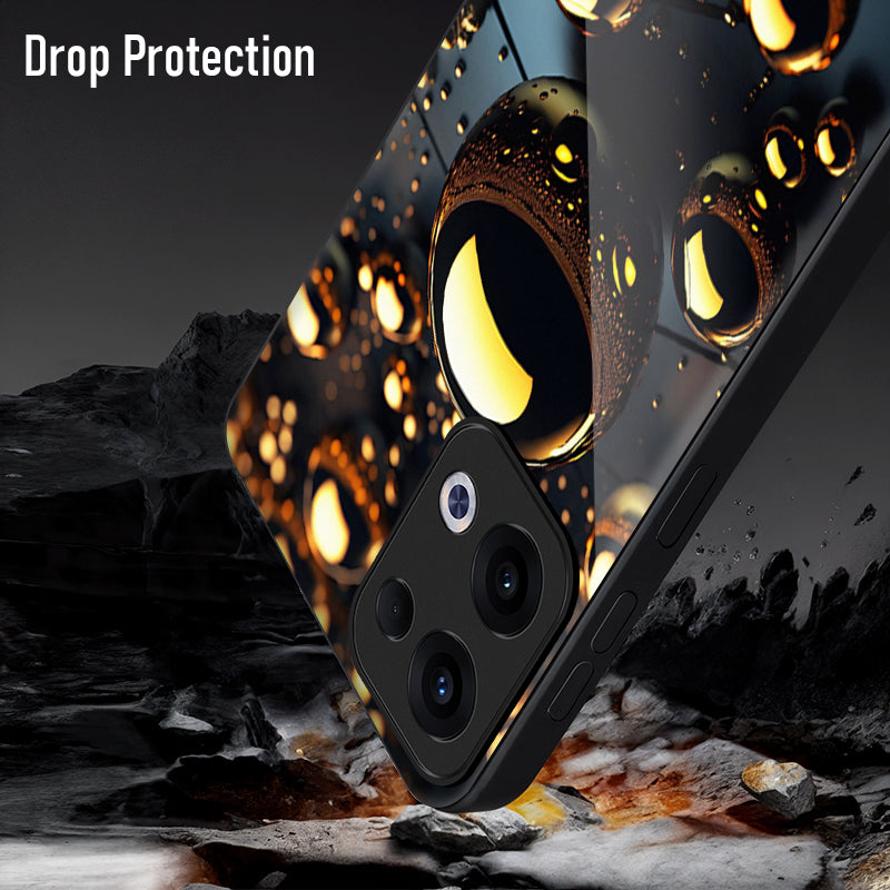 Oppo Reno 13 5G Premium Acrylic Shockproof Glass Back Case (Molten Gold)