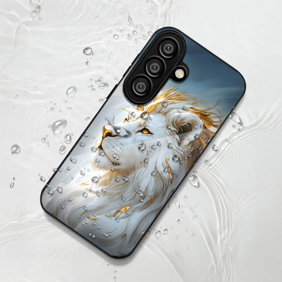 Samsung Galaxy A56 Premium Acrylic Shockproof Glass Back Case (Lion Glory)