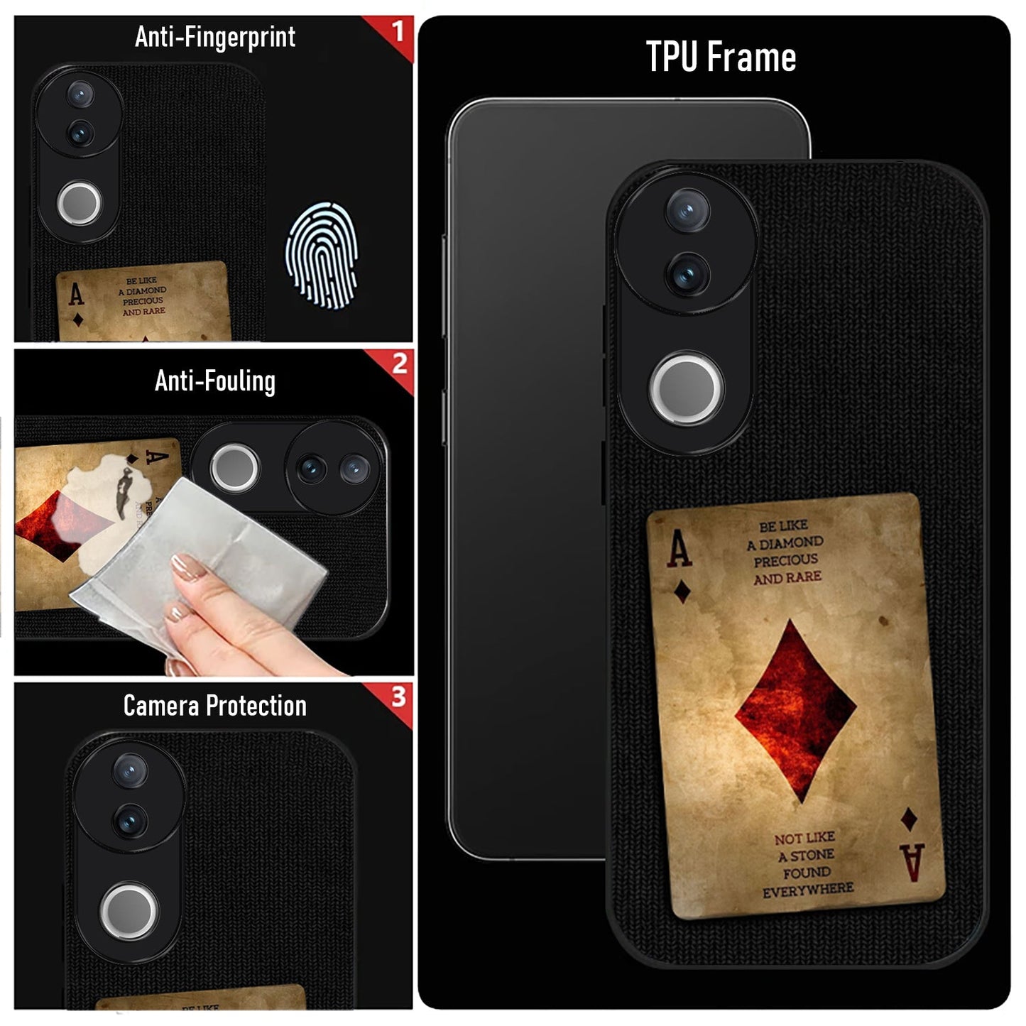 Vivo V50 5G Premium Acrylic Shockproof Glass Back Case (Spades Ace)