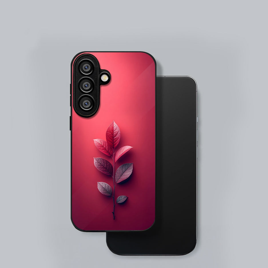 Samsung Galaxy A56 Premium Acrylic Shockproof Glass Back Case (Pink Leaf)