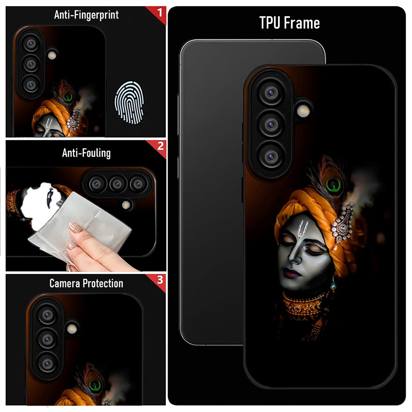 Samsung Galaxy A56 Premium Acrylic Shockproof Glass Back Case (Turban Krishna)