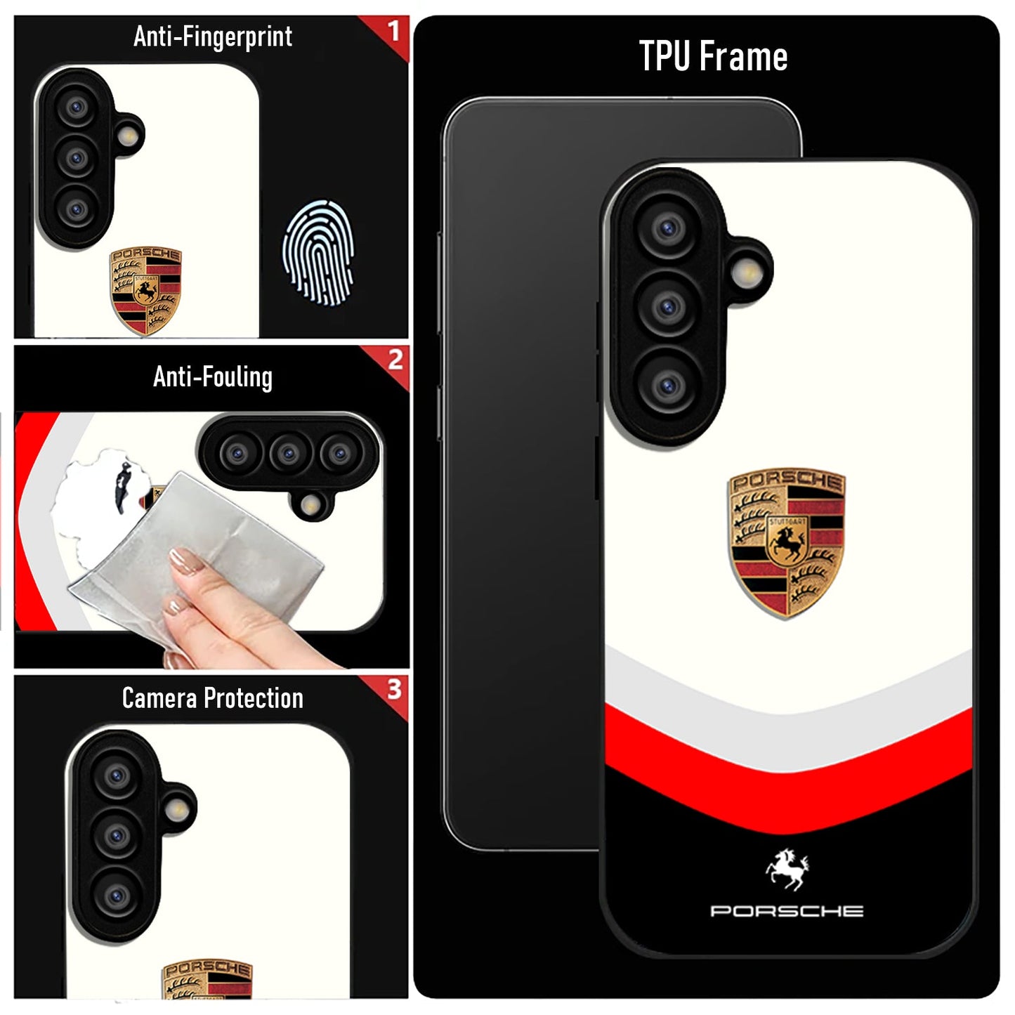 Samsung Galaxy A56 Premium Acrylic Shockproof Glass Back Case (Porsche Stripe)