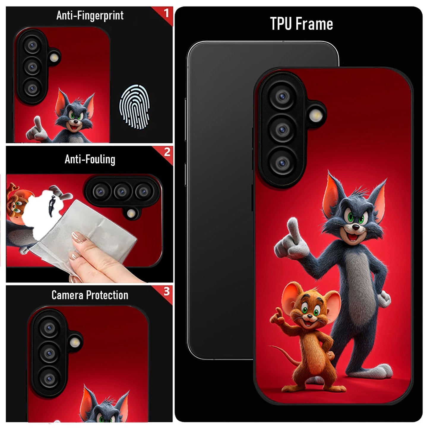 Samsung Galaxy A56 Premium Acrylic Shockproof Glass Back Case (Tom and Jerry)