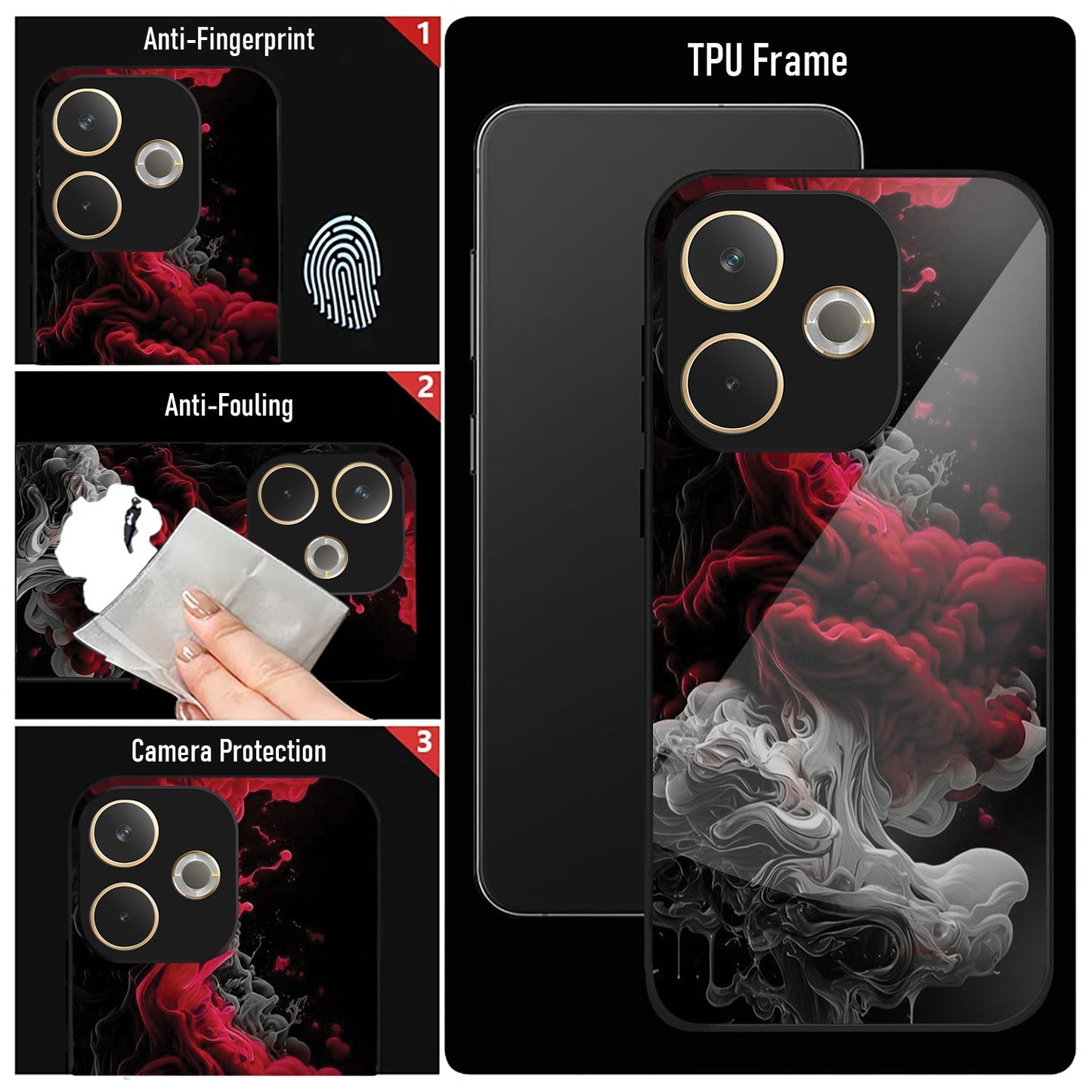 Oppo A5 Pro 5G Premium Acrylic Shockproof Glass Back Case (Infernal Drift)