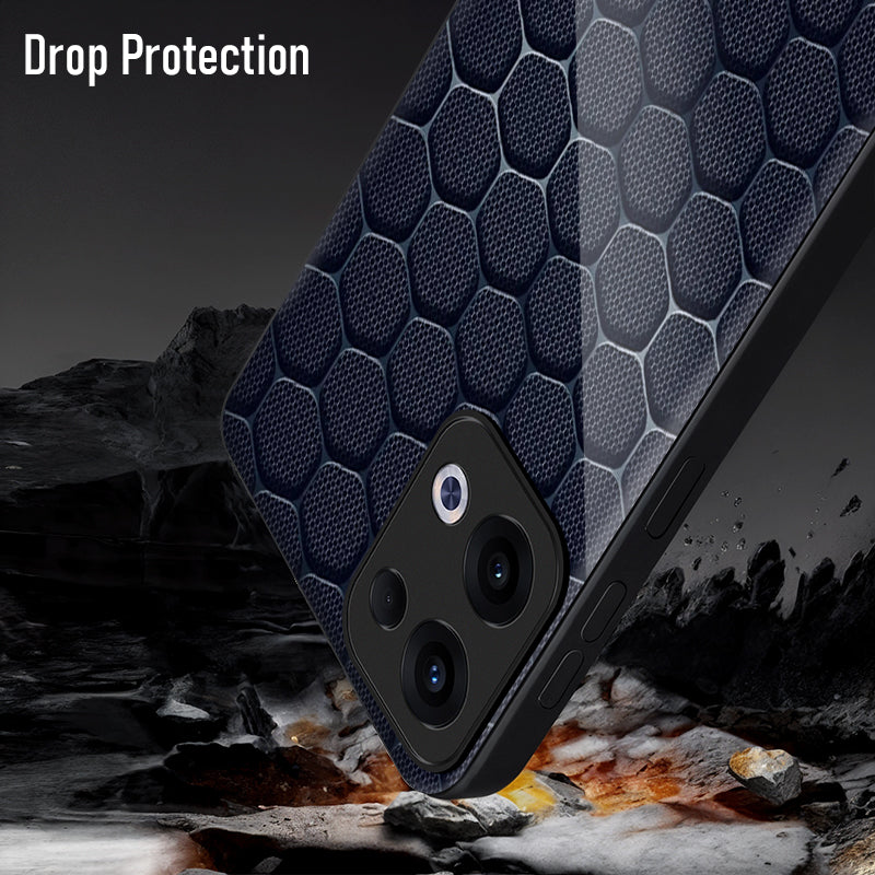 Oppo Reno 13 5G Premium Acrylic Shockproof Glass Back Case (Midnight Mesh)
