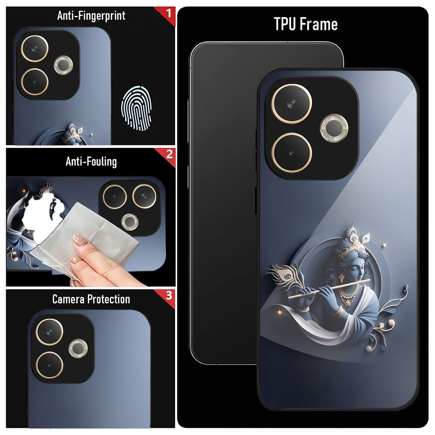 Oppo A5 Pro 5G Premium Acrylic Shockproof Glass Back Case (Krishna)