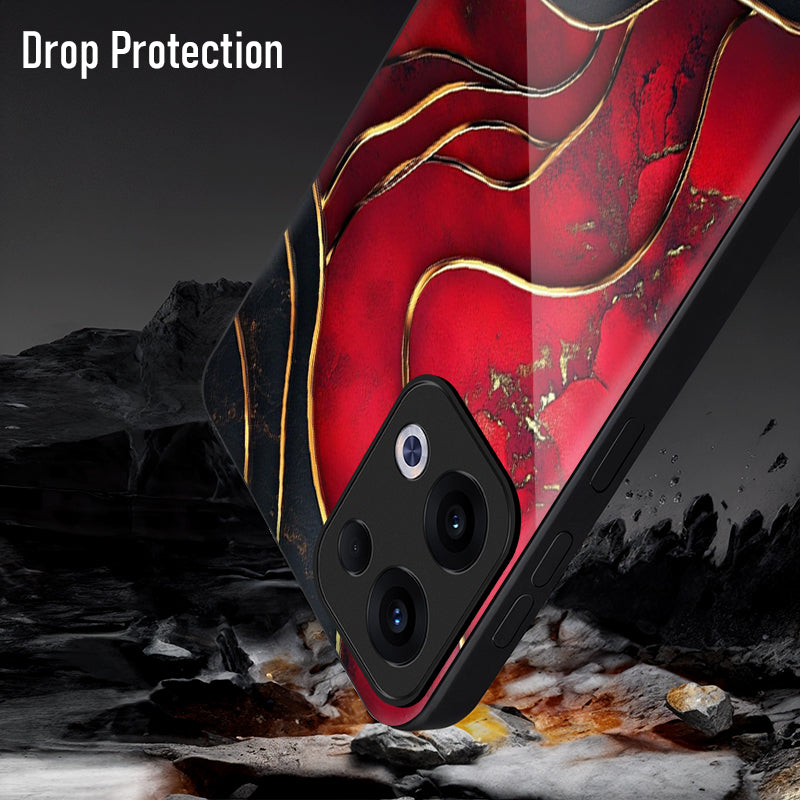 Oppo Reno 13 5G Premium Acrylic Shockproof Glass Back Case (Golden Blaze)