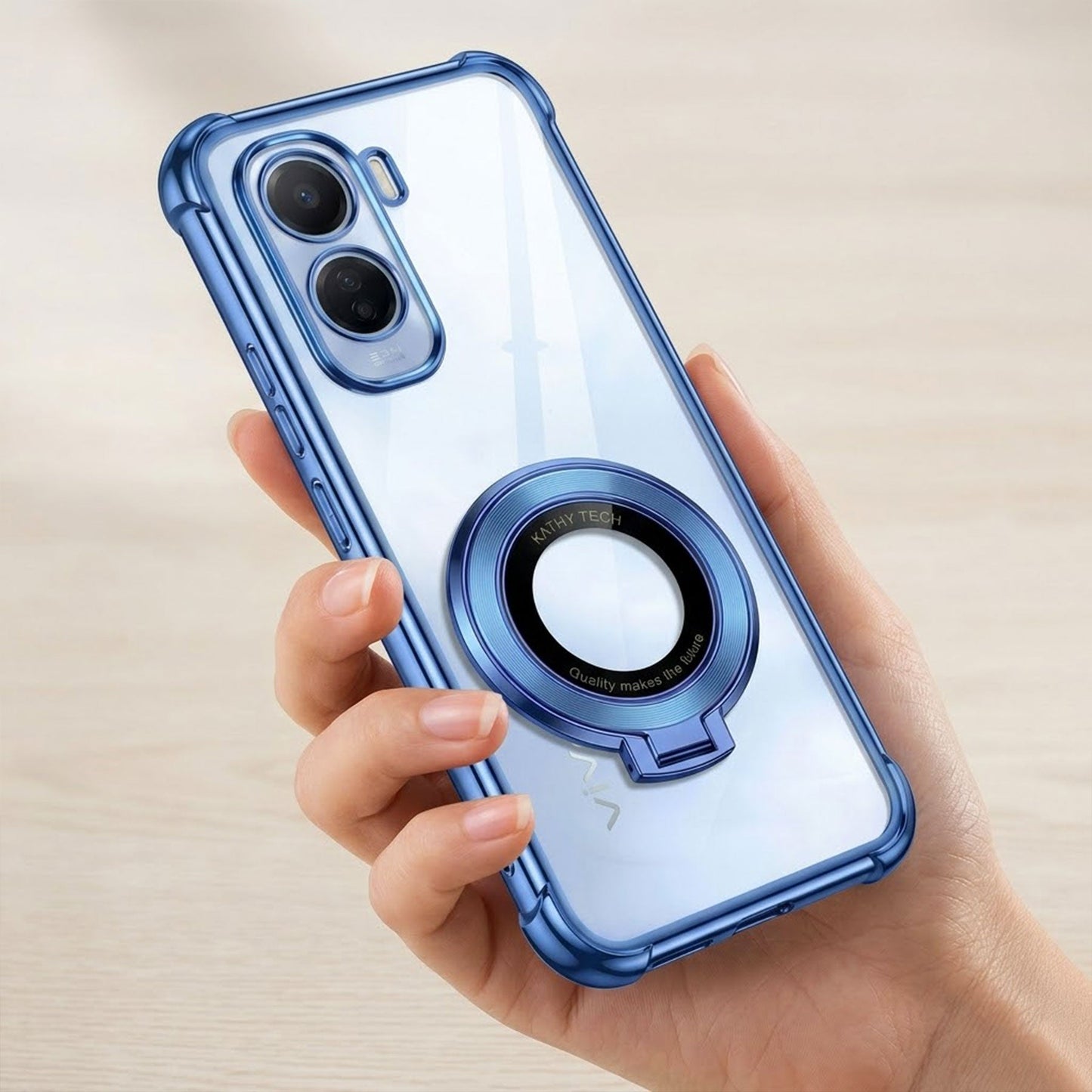 Vivo T5 Pro 5G Original Luxury Magnifier Ring Stand Shockproof Airbags Corner Case