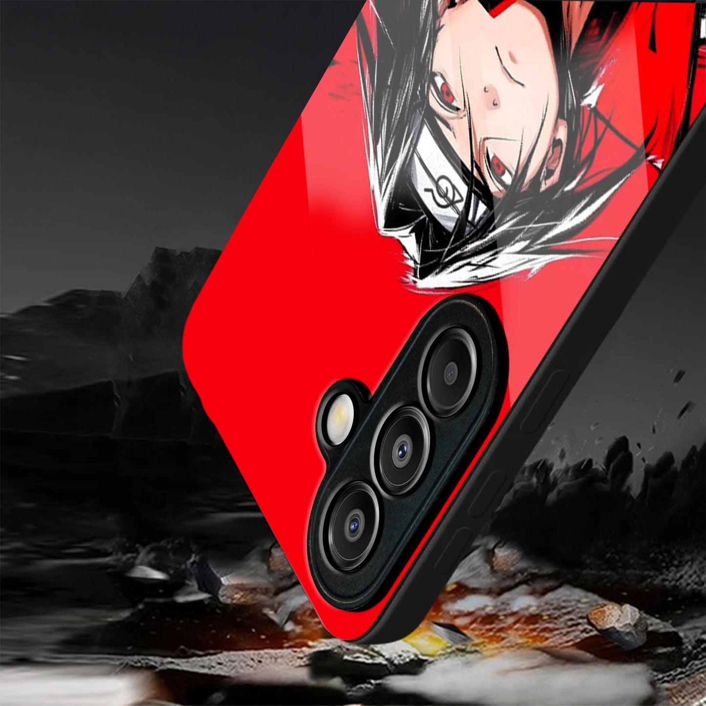 Samsung Galaxy A56 Premium Acrylic Shockproof Glass Back Case (Stylish Uchiha)