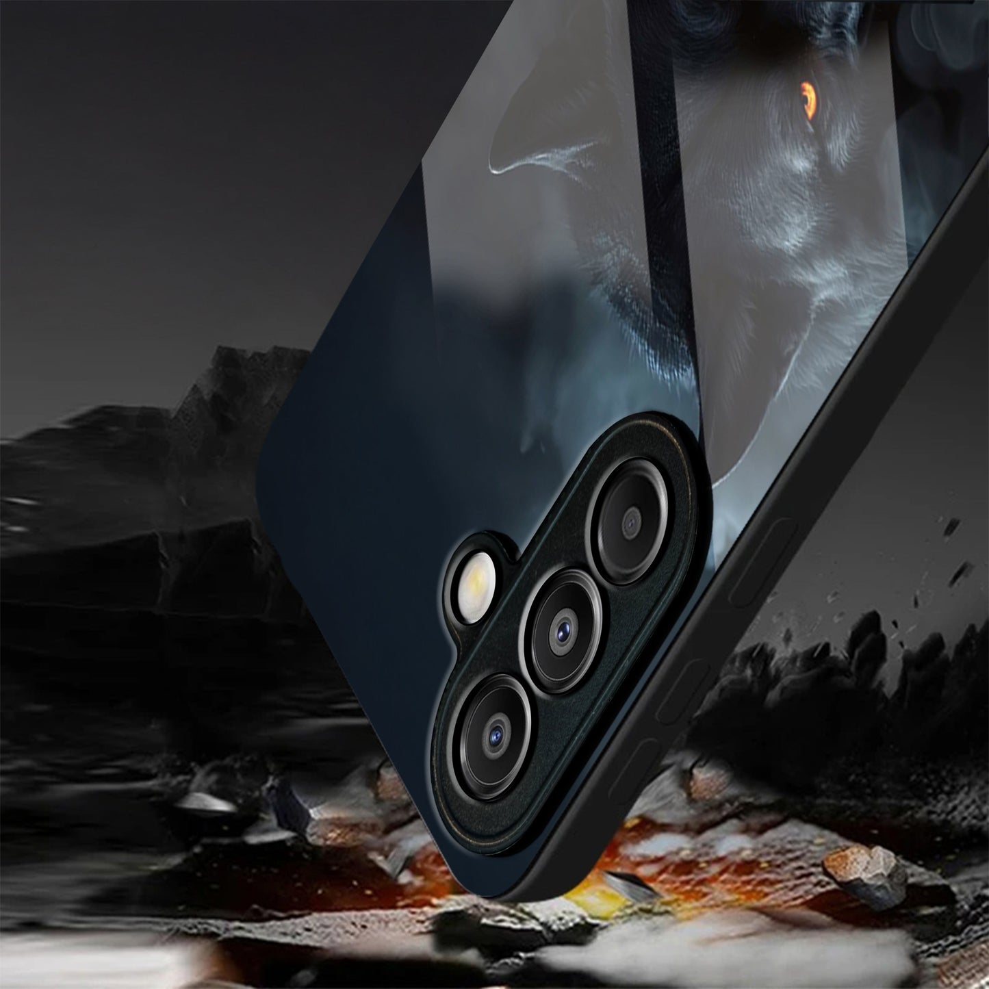 Samsung Galaxy A56 Premium Acrylic Shockproof Glass Back Case (Beast Wolf)