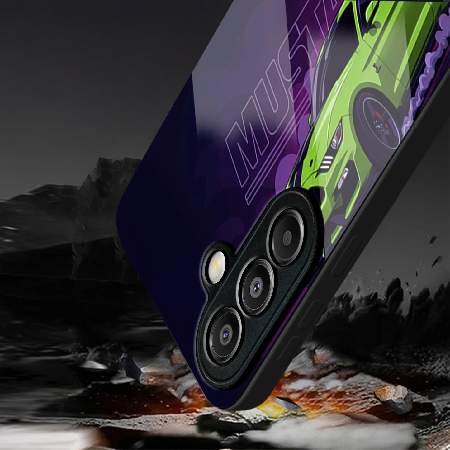 Samsung Galaxy A36 Premium Acrylic Shockproof Glass Back Case (Neon Mustang)