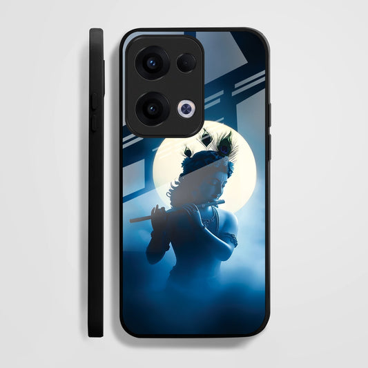 Oppo Reno 13 5G Premium Acrylic Shockproof Glass Back Case (Midnight Krishna)