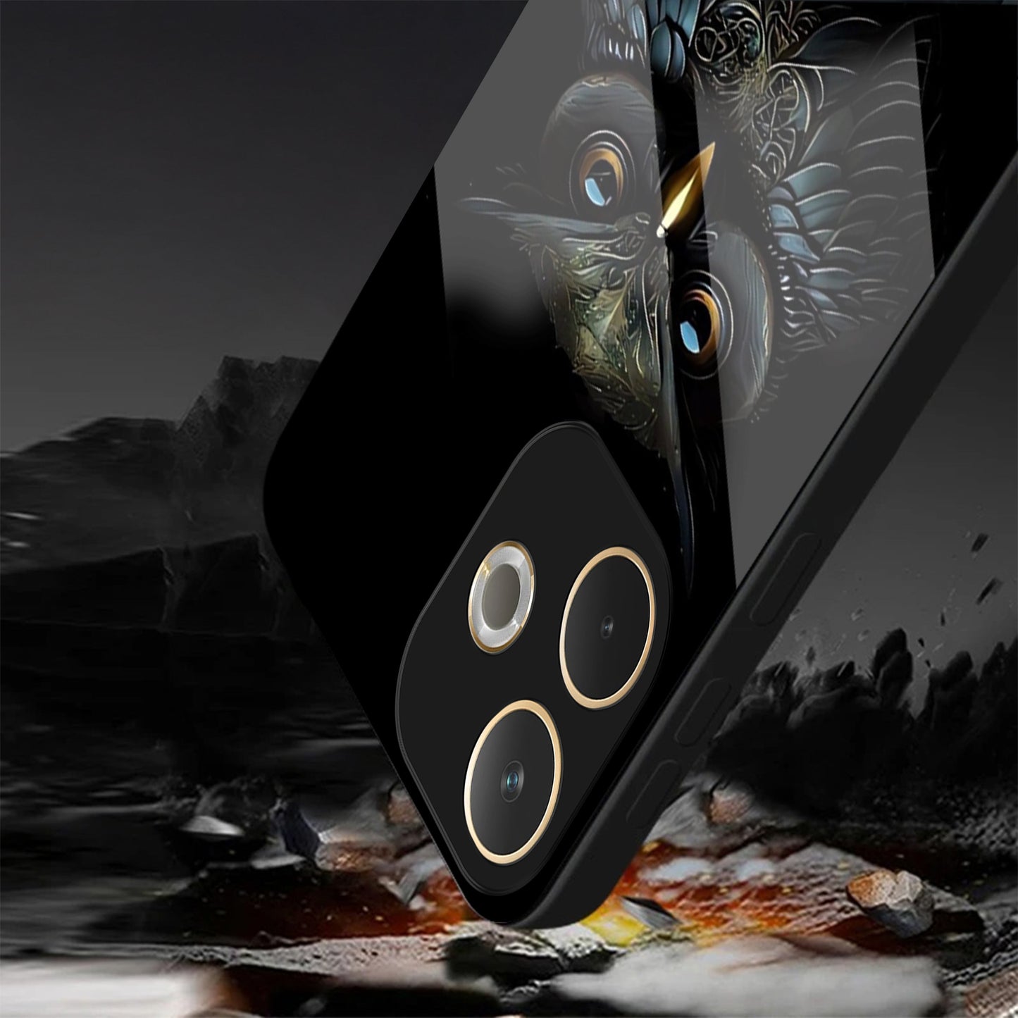 Oppo A5 Pro 5G Premium Acrylic Shockproof Glass Back Case (Midnight owl)