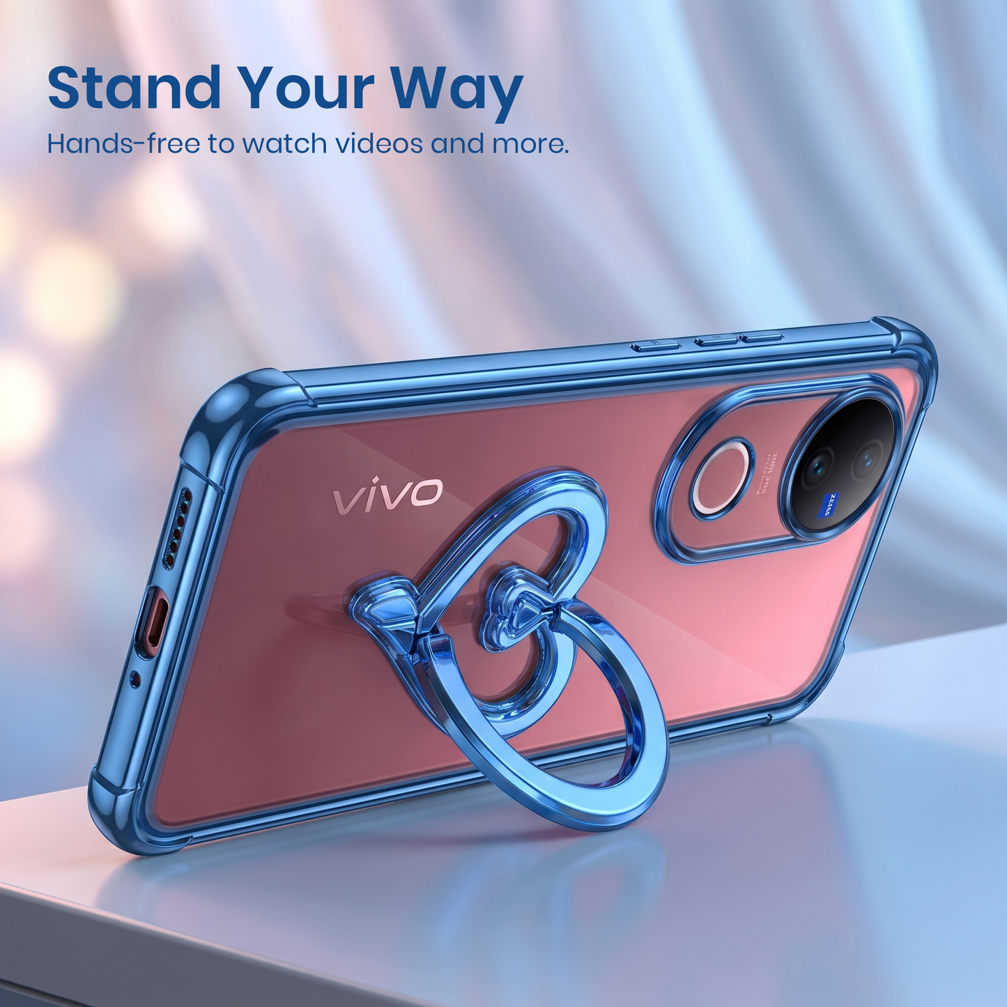 Vivo V50 5G Premium Heart Transparent Shockproof Airbag Phone Case