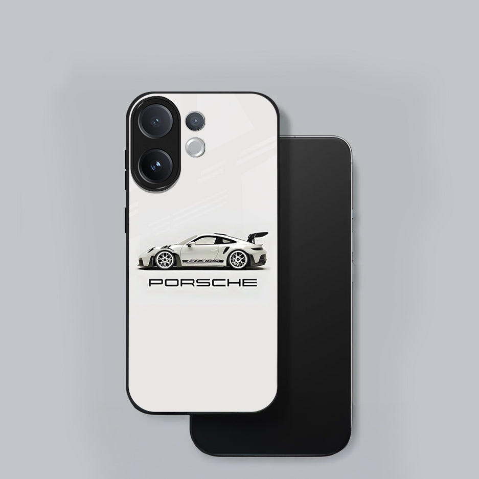 Vivo V60 5G Premium Acrylic Shockproof Glass Back Case (White Porsche)