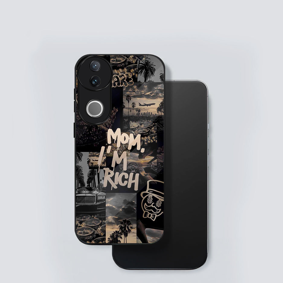 Vivo V50 5G Premium Acrylic Shockproof Glass Back Case (Wealth Vibes)