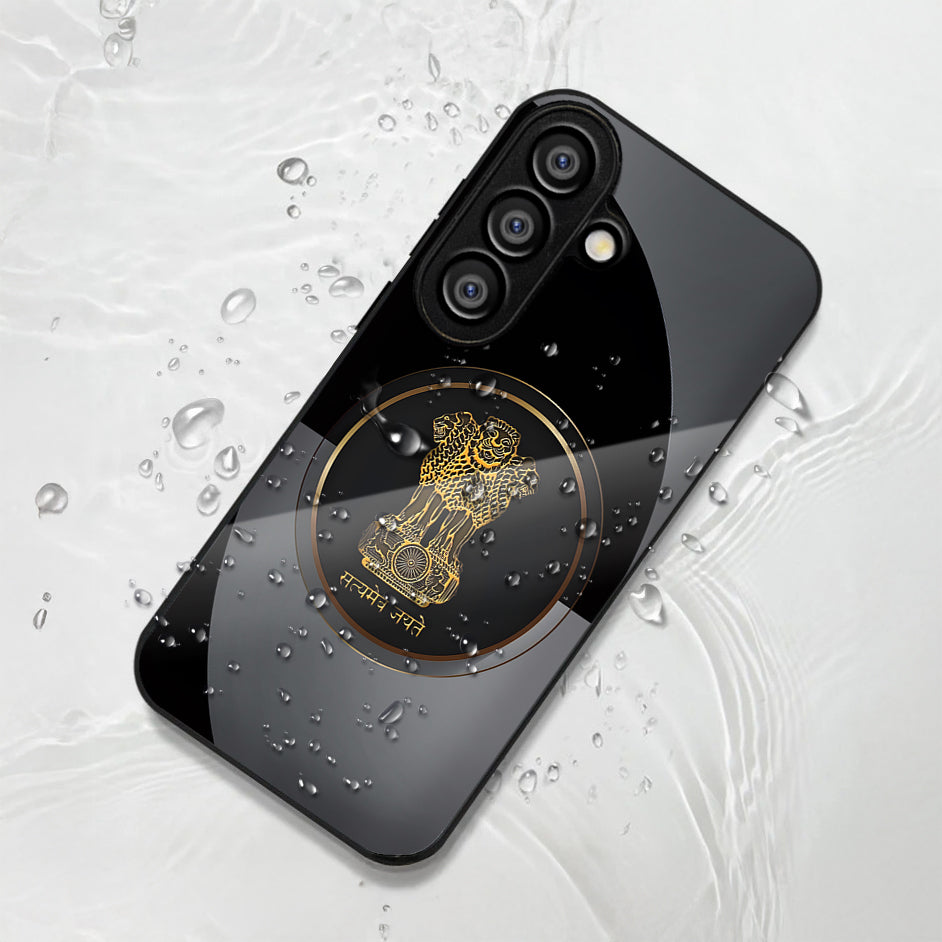 Samsung Galaxy A56 Premium Acrylic Shockproof Glass Back Case (Satyamev Noir)