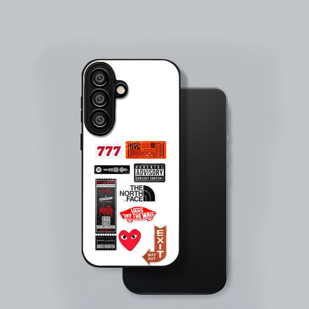 Samsung Galaxy A56 Premium Acrylic Shockproof Glass Back Case (Sticker Bundle Case)