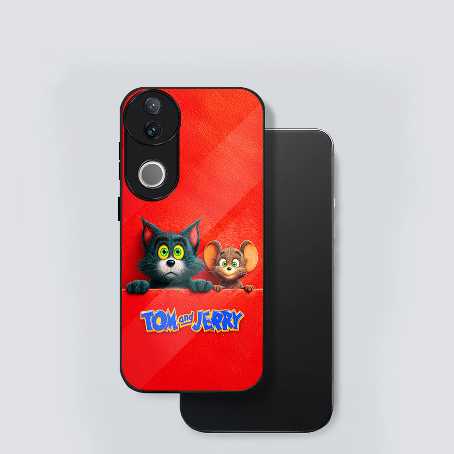 Vivo V50 5G Premium Acrylic Shockproof Glass Back Case (Classic Cartoon)