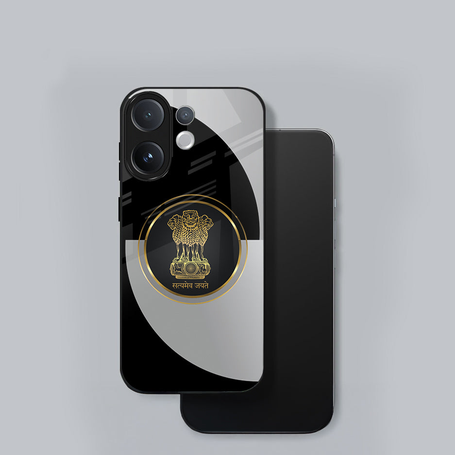 Vivo V60 5G Premium Acrylic Shockproof Glass Back Case (Satyamev Noir)