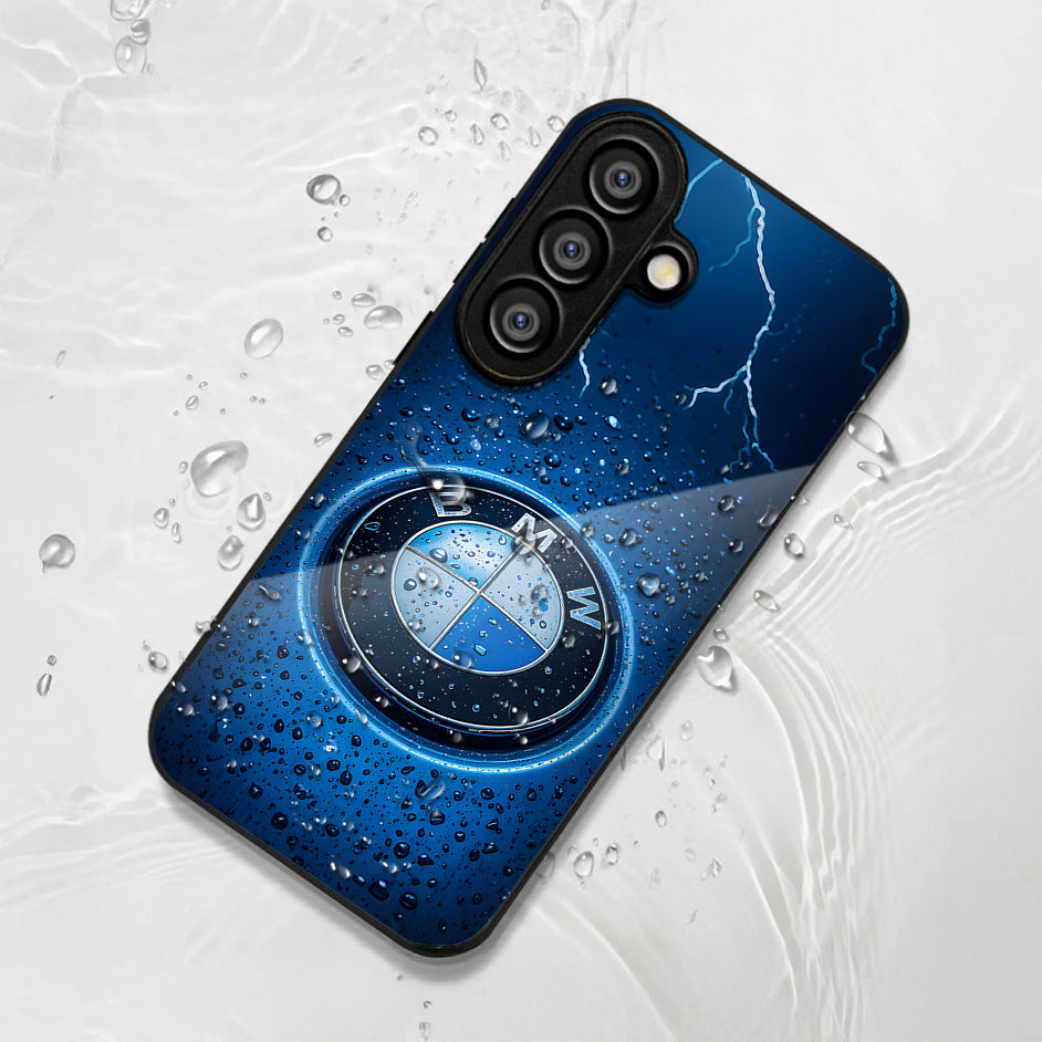 Samsung Galaxy A56 Premium Acrylic Shockproof Glass Back Case (Lightning Badge)