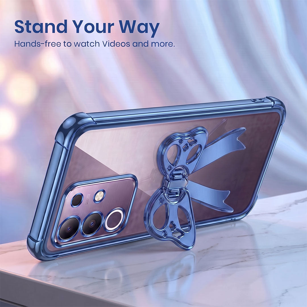 Vivo T4x 5G Stylish Bow Knot Transparent Shockproof Airbag Phone Case