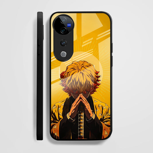 Vivo V40 Pro 5G Premium Acrylic Shockproof Glass Back Case (Zenitsu Agatsuma)