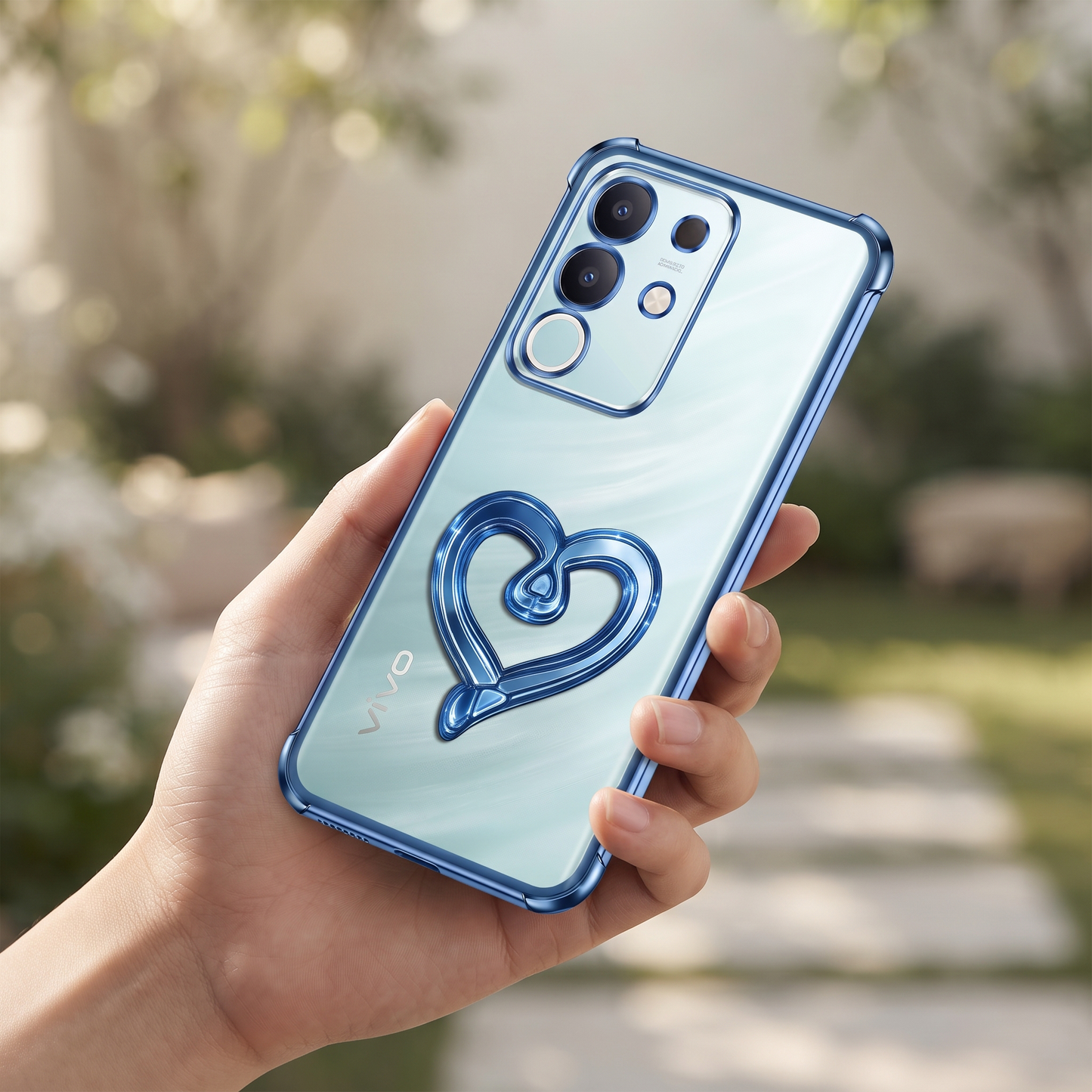 Vivo T4x 5G Premium Heart Transparent Shockproof Airbag Phone Case