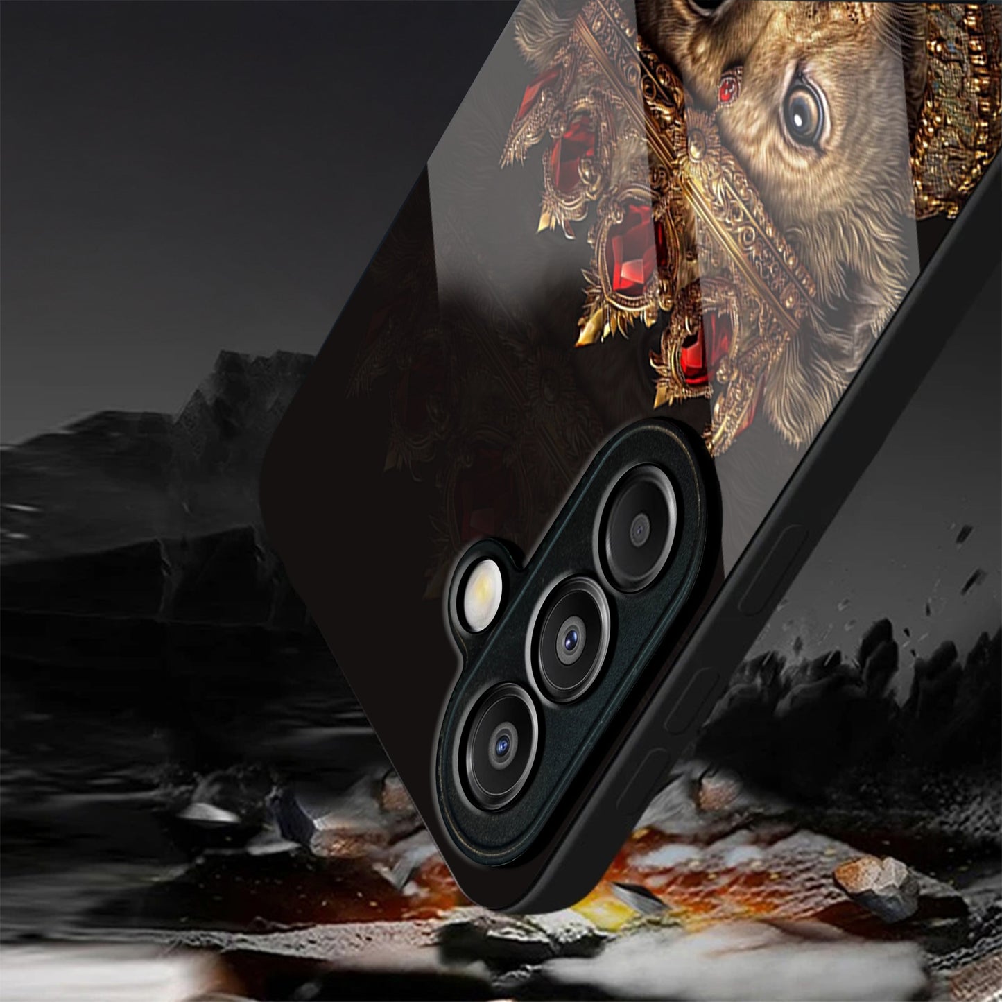 Samsung Galaxy A56 Premium Acrylic Shockproof Glass Back Case (Royal Crown)