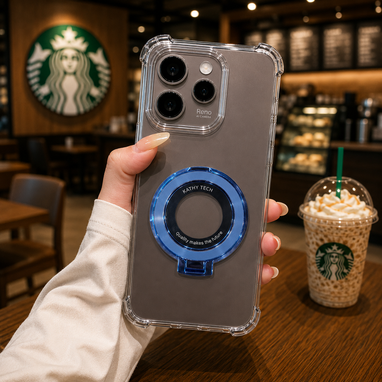Oppo Reno 15 Pro Mini 5G Original Luxury Magnifier Ring Stand Shockproof Airbags Corner Case