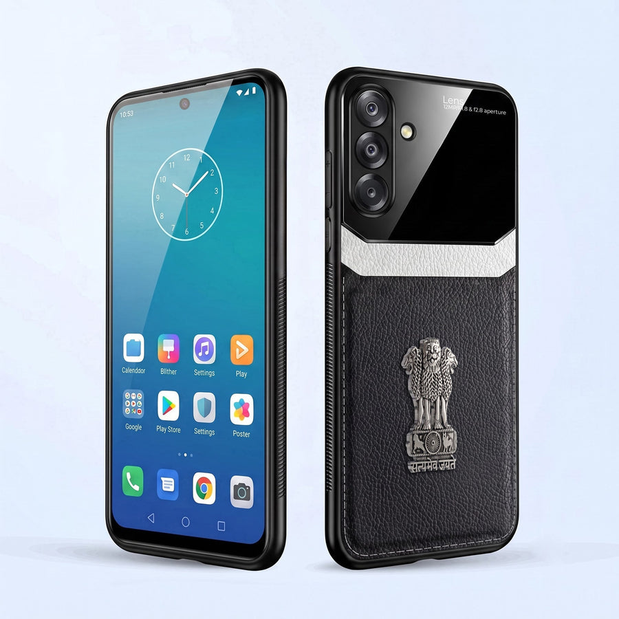 Samsung Galaxy A26 5G Satyamev Jayate 3D Metal Leather Back Case