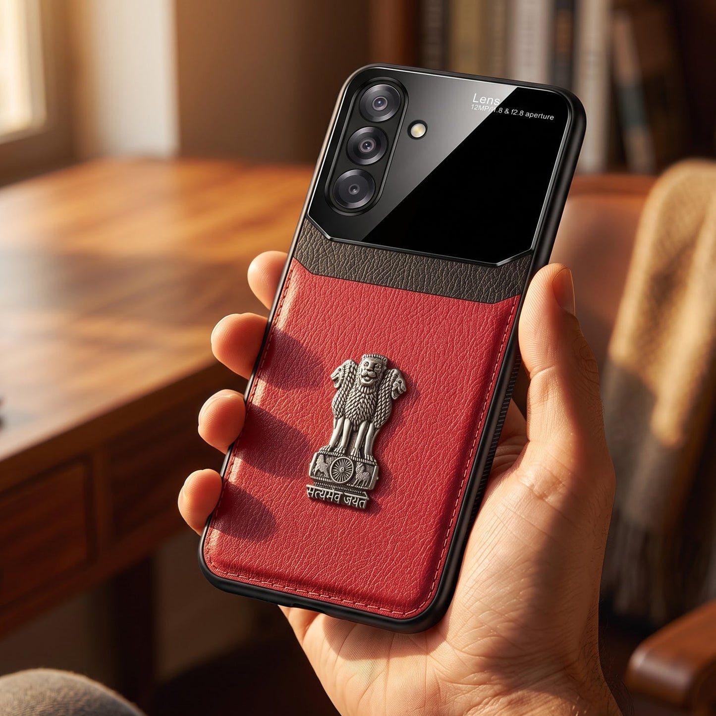 Samsung Galaxy A26 5G Satyamev Jayate 3D Metal Leather Back Case