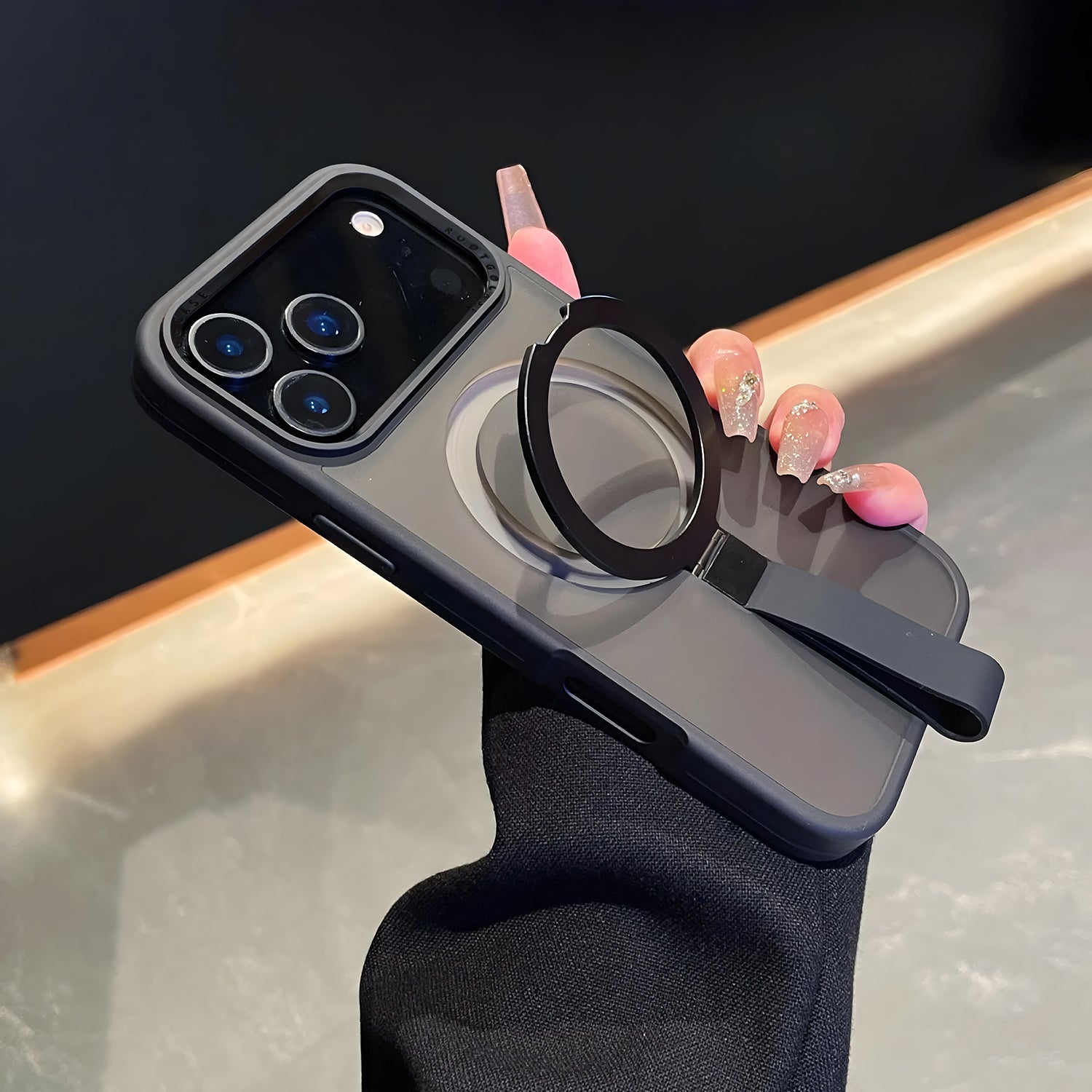 Sturdy black kickstand case for iPhone 17 Pro and Pro Max