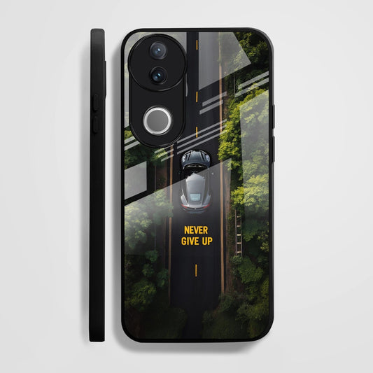 Vivo V50 5G Premium Acrylic Shockproof Glass Back Case (Road Never Give up)