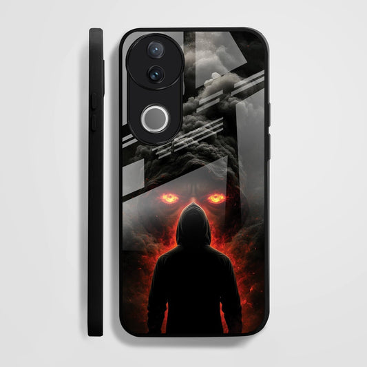 Vivo V50 5G Premium Acrylic Shockproof Glass Back Case (Dark Flame)