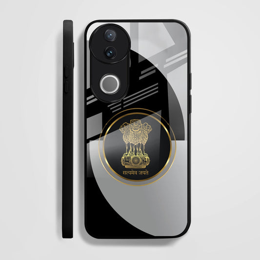 Vivo V50 5G Premium Acrylic Shockproof Glass Back Case (Satyamev Noir)