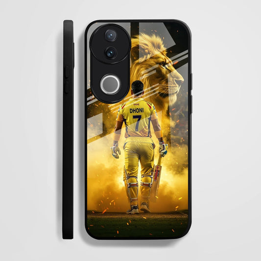 Vivo V50 5G Premium Acrylic Shockproof Glass Back Case (Dhoni)