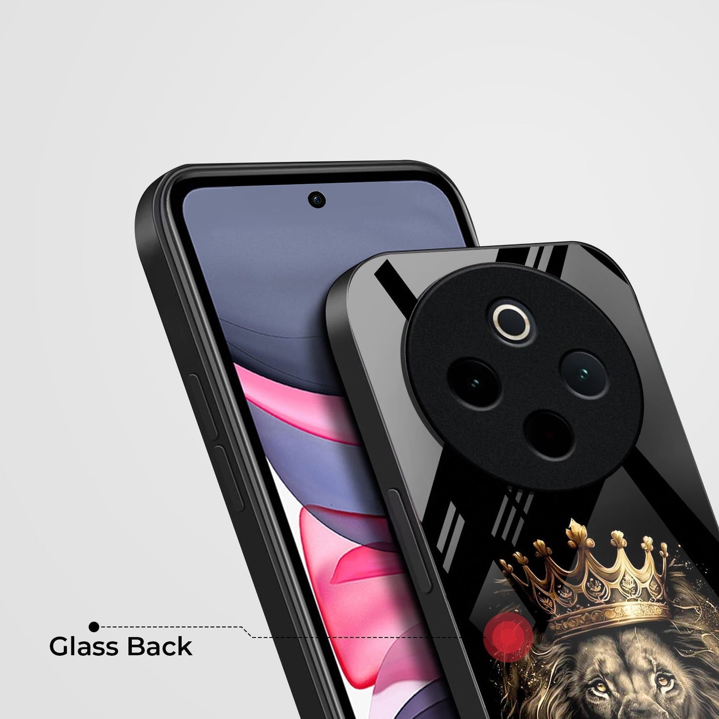 Vivo T4 5G Premium Acrylic Shockproof Glass Back Case (Crowned Lion)