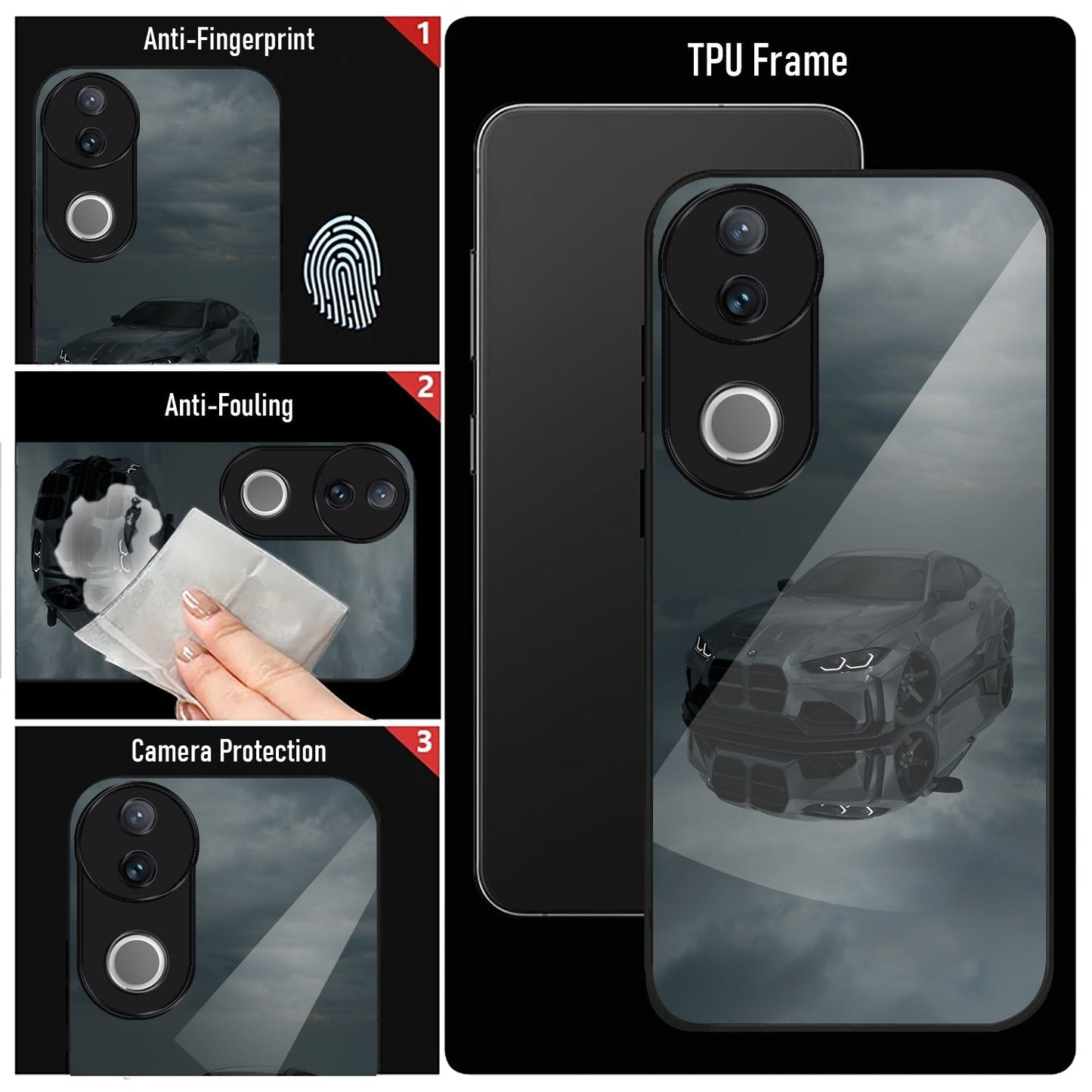 Vivo V50 5G Premium Acrylic Shockproof Glass Back Case ( Night Rider )