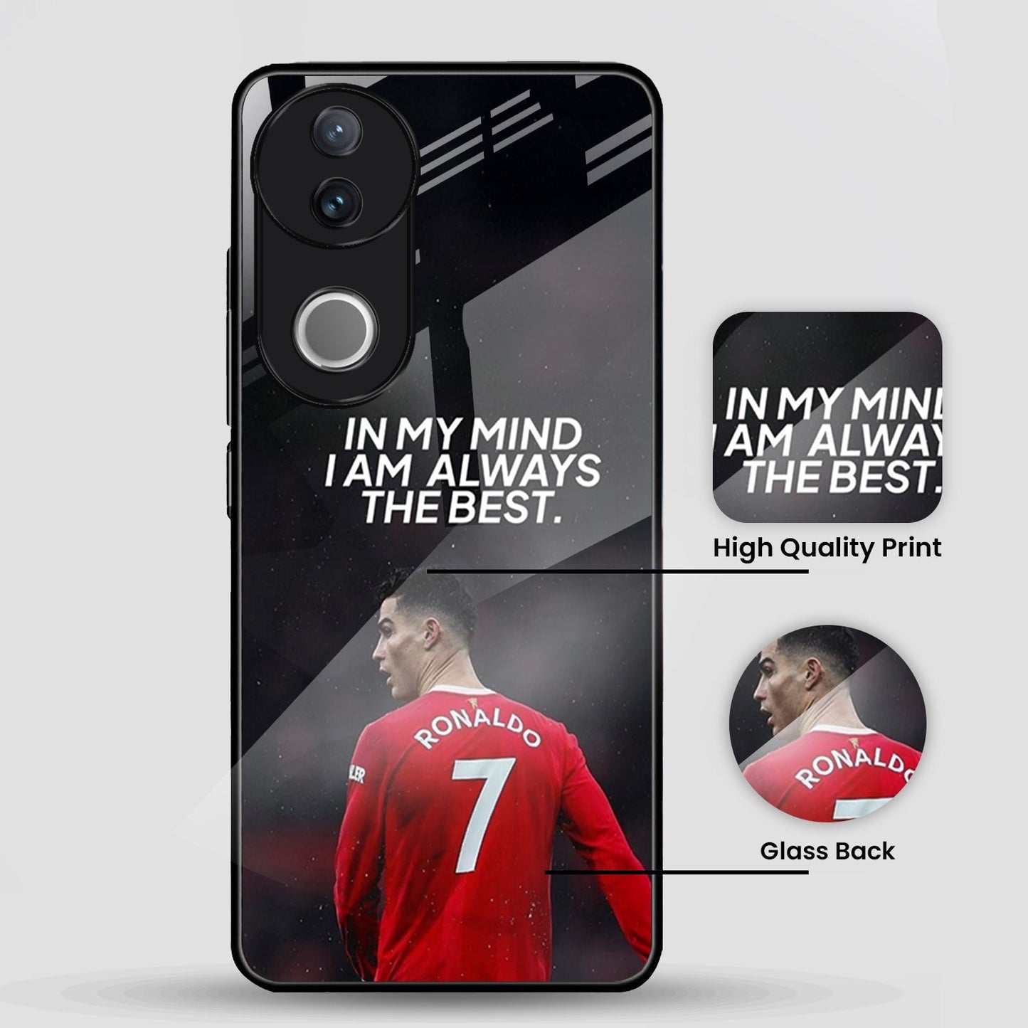 Vivo V50 5G Premium Acrylic Shockproof Glass Back Case (Ronaldo)